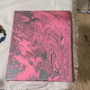 Abstract Pink and Gray Canvas Art